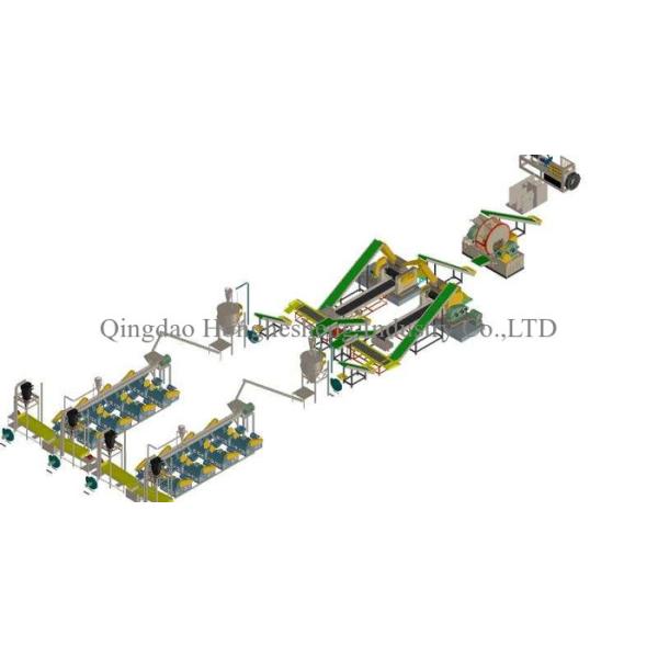 11KW 1200mm Waste Tire Shredding Plant Rubber Tire Shredder 50*50mm Blocks