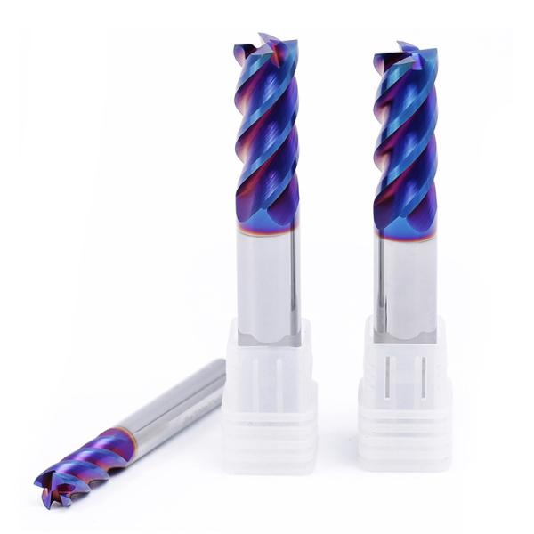 YINGBA Custom CNC Cutting Tool Blue Nano Coating Endmill Carbide 4 Flutes  for Carbon Steel Stainless Steel Metal Milling Cutter