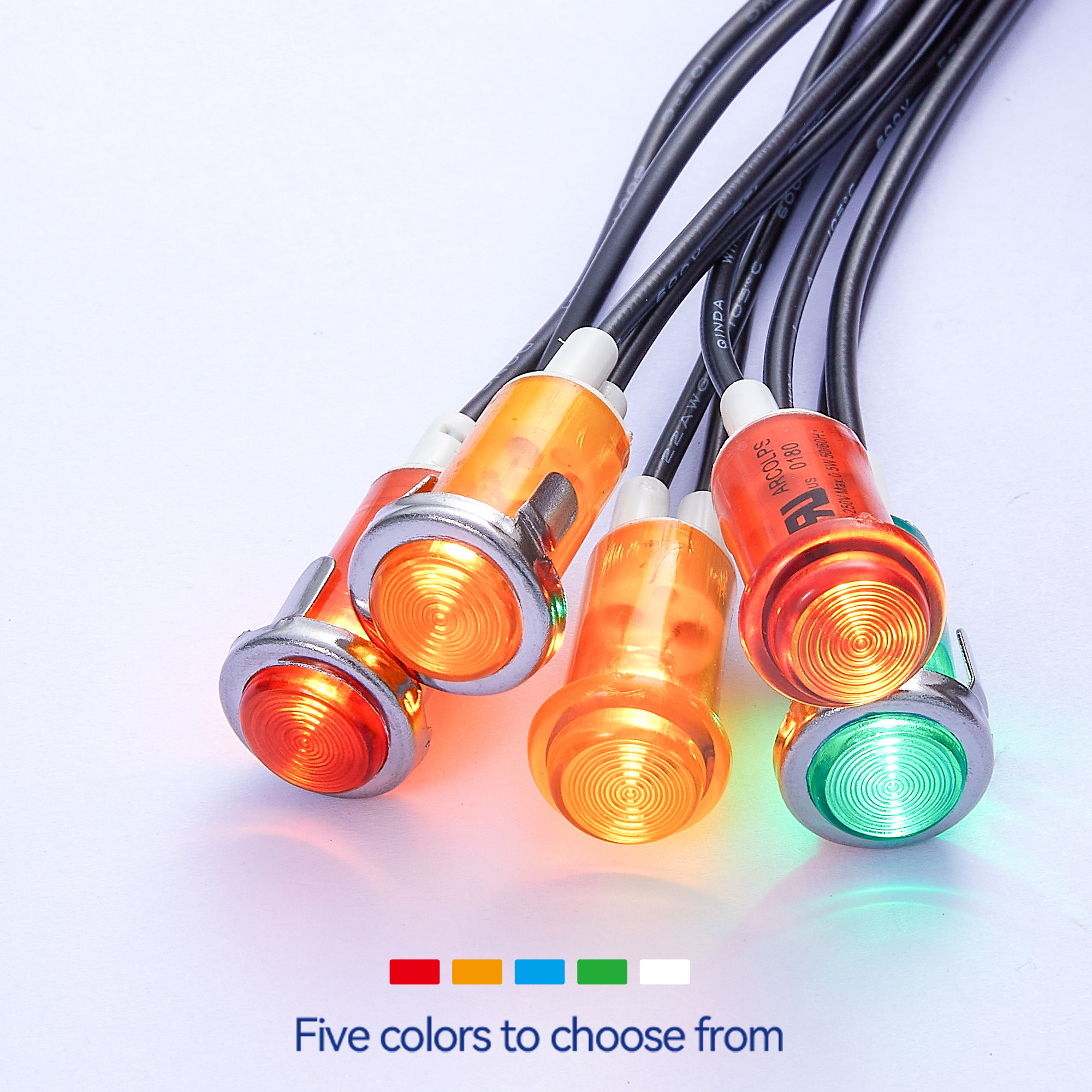 Industrial LED Indicator Light for Control Panel Status Signaling Red Blue Colors for Certified IP65 6-380V