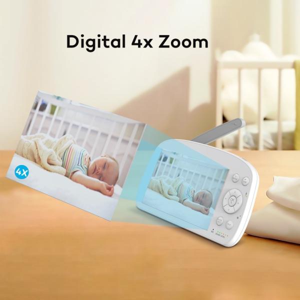 5.5 Inch 1080P Baby Monitor with 360 Pan Tilt Night Vision and Two-Way Audio