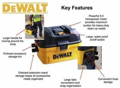 Intelligent Small Wet Dry Vacuum Cleaner 4 Gallon 5 HP For Carpet Washing