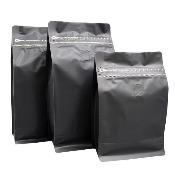 Wholesale 250g 500g flat bottom coffee bags with valve/Biodegradable zipper coffee packaging bags/Matte Black coffee bag