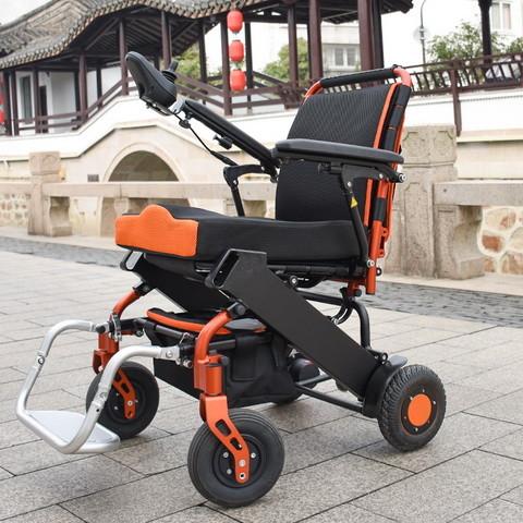 Rigid PU Tyre Folding Motorized Wheelchair Aluminum Alloy 150W X 2