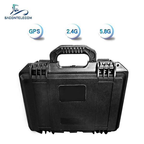 Suitcase Drone Signal Jammer with 1.5km Distance 60W Power and Built-in Antenna
