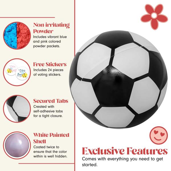Gender Reveal Props Confetti Powder Filler 14*14*14cm Football for Baby Celebrations