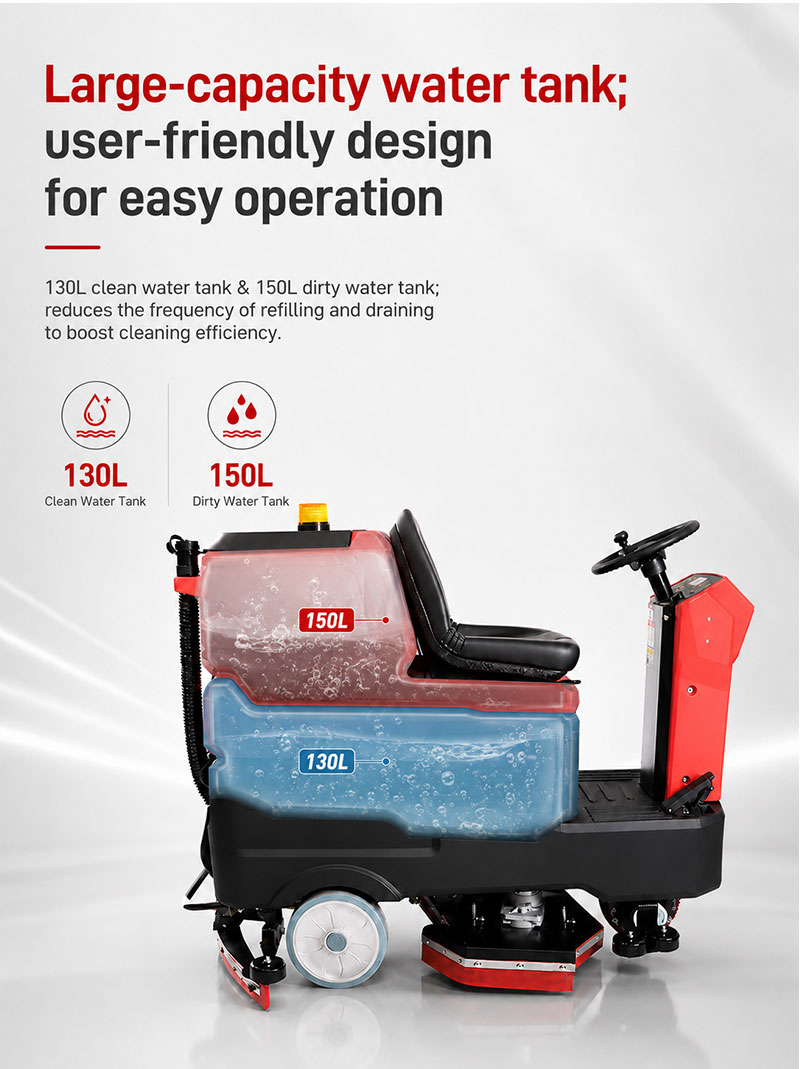 Heavy Duty Intelligent Ride on Floor Scrubber Industrial Battery Powered Floor Cleaning Machine for Warehouse Airport Factory