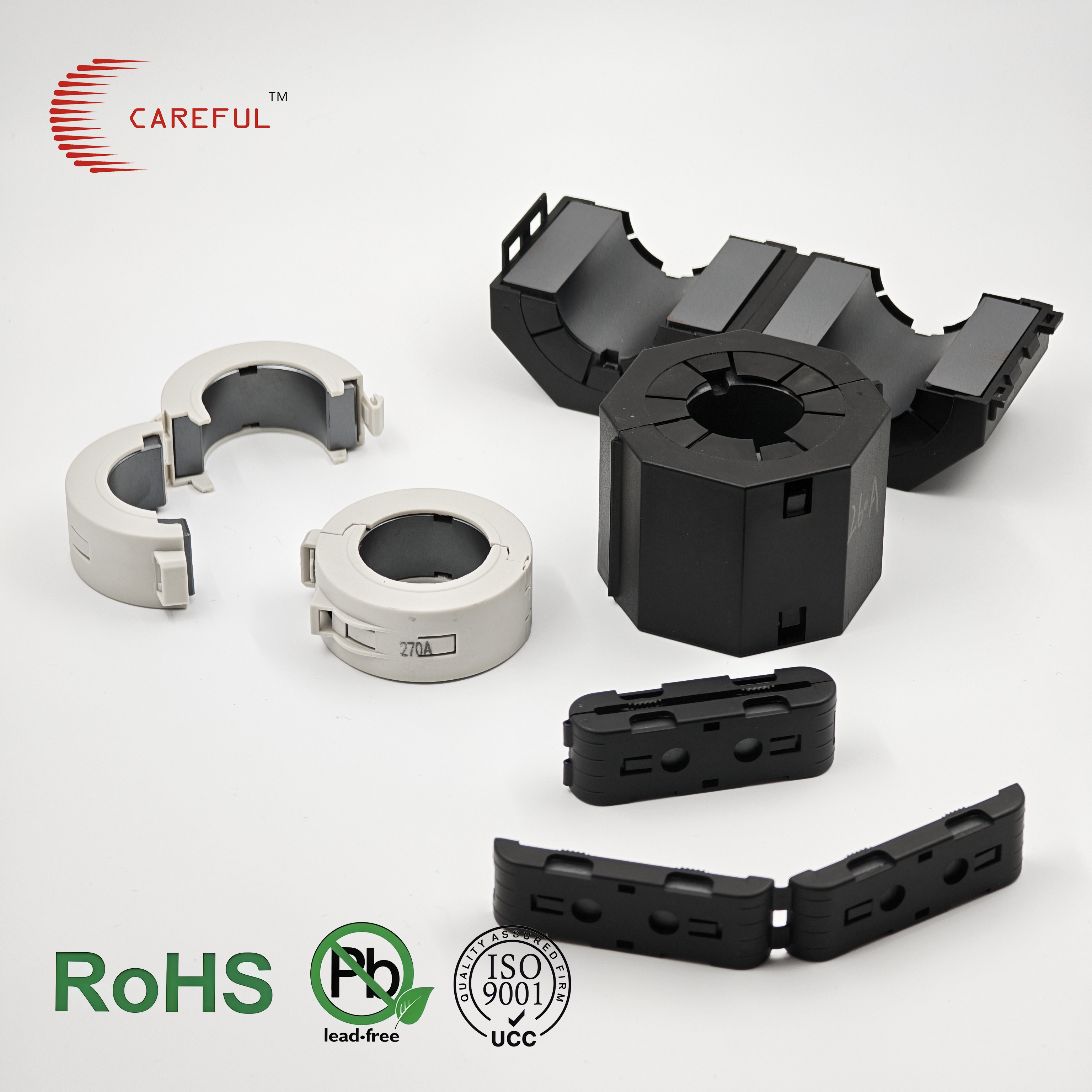 Clip-on Ferrite Core SCRC SCNF EMI RFI Noise Suppressor Split Clamp Ferrite Ring for 3.5-30mm Power USB Cable RoHS Custom Size