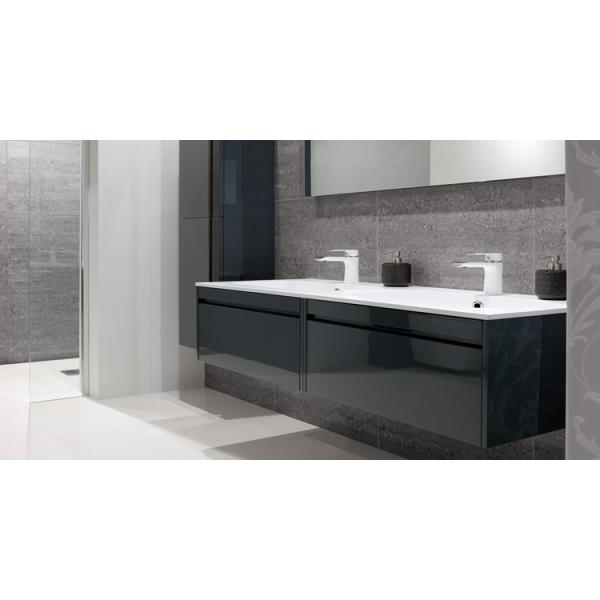 Customizable White Floating Bathroom Vanity with Faux Marble Top in EUROPEAN Design Style