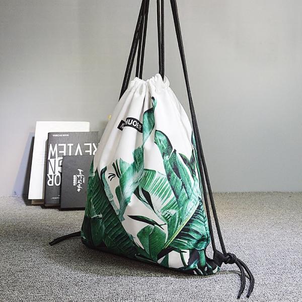 Pu Corner Logo Printed Nylon Backpack Drawstring Packaging Bags