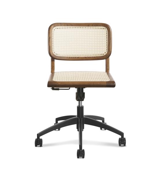0.121CBM Executive  Desk Rattan Office Chairs Wooden Black 46cm With Wheels Oem