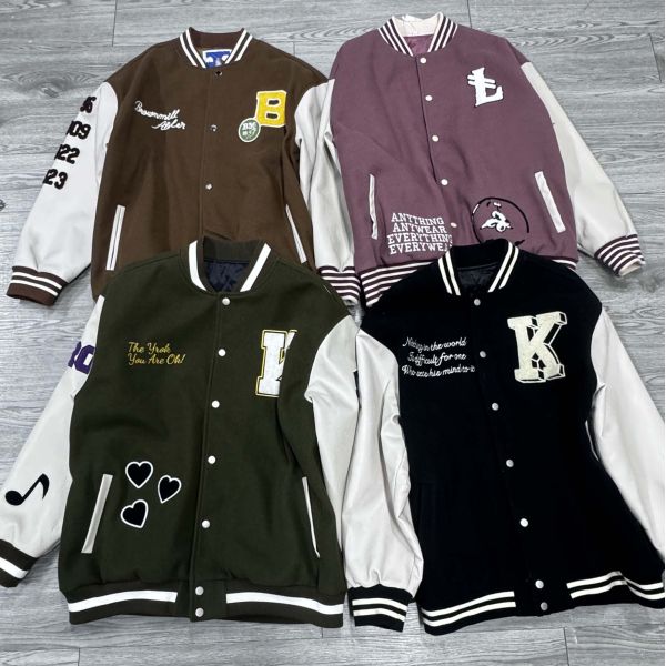 Casual Varsity Jersey Baseball Jacket Oem Custom Chenille Embroidery Logo Outdoors Letterman Loose Leather Jackets for Mens