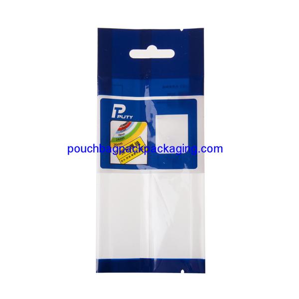 Printed side gusset bag with hang hole, side gusset pouch with tear notch