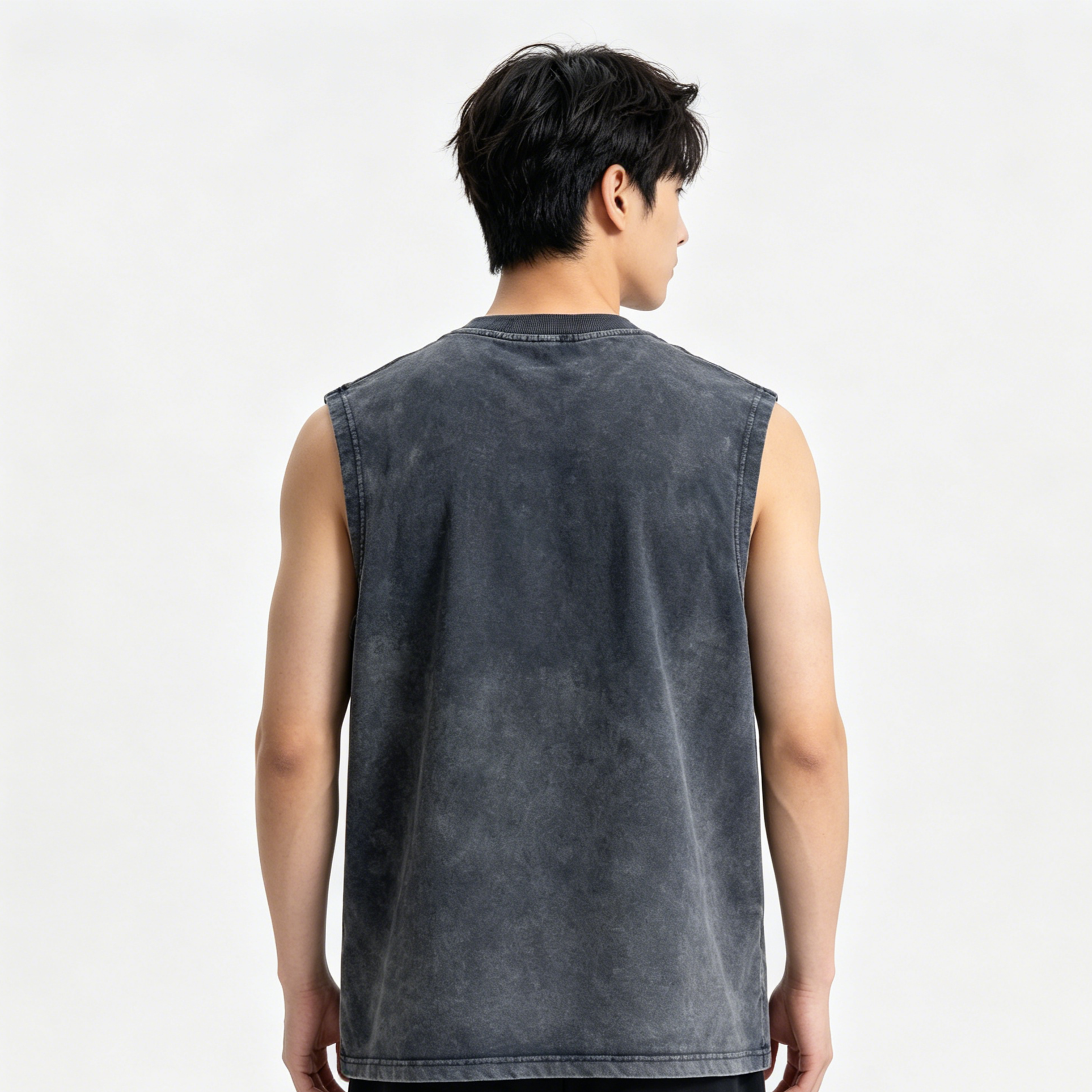 Wide Shoulder Mens Sleeveless T Shirt Crew Neck Cotton Sleeveless Tank Tops