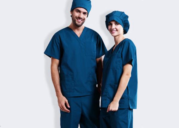 Dense Stitching Scrubs Medical Uniforms Double Needle Sewing For Men And Women