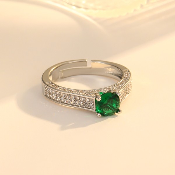 Custom 18K Gold Plated Brass Zircon Ring High End Open Adjustable Fashion Versatile and Elegant Women's Jewelry Rings