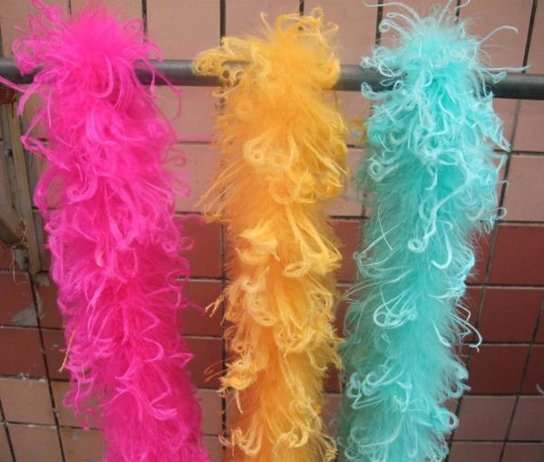 Marabou tingido e lenço de penas de avestruz encaracolado, lenço de boa colorido 9-11cm