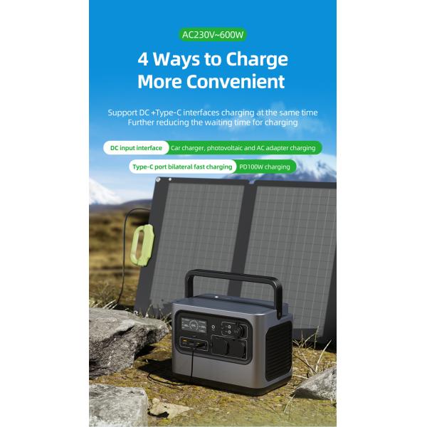 MPPT 600w Portable Power Supply Station Solar Panel 540wh