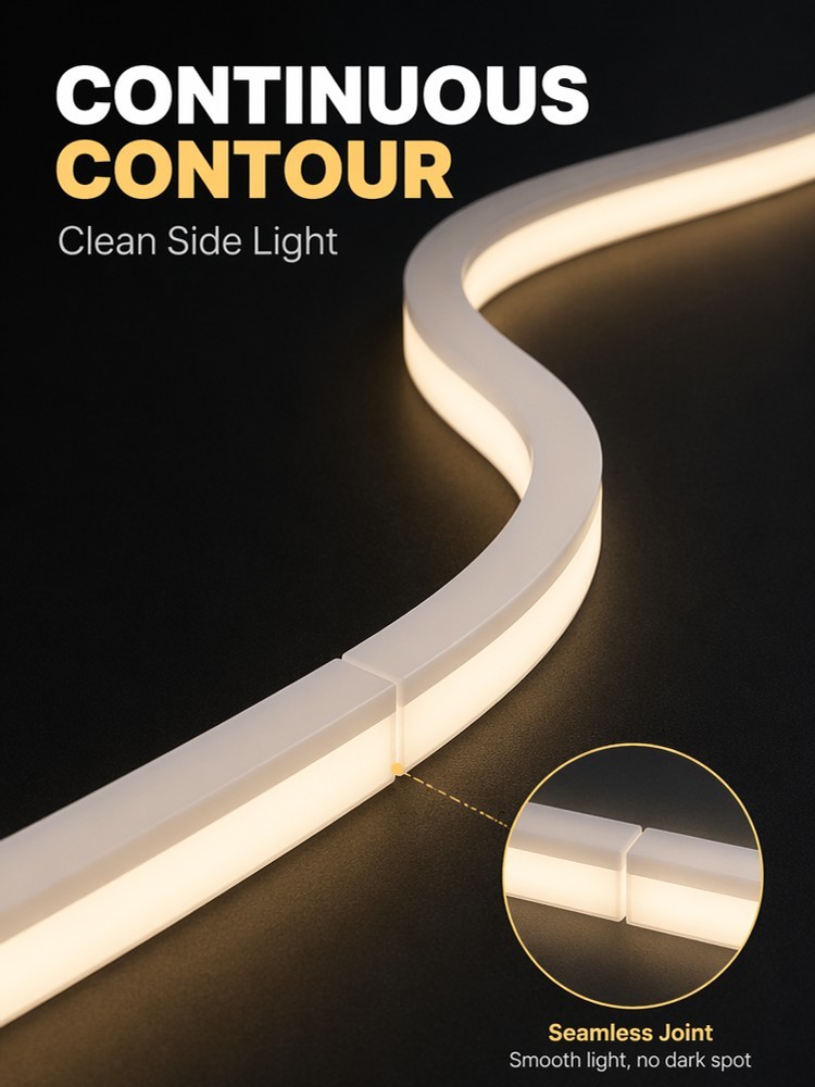 Pure Silicone LED Strip Lights DC12V 24V 10x10mm Side Emitting For Building Edge Outlining