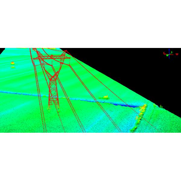 Инспекция линий электропередач Аэрофотосъемка БПЛА LiDAR Картографирование дронов Сбор 3D-данных Цветное облако точек Высокая точность