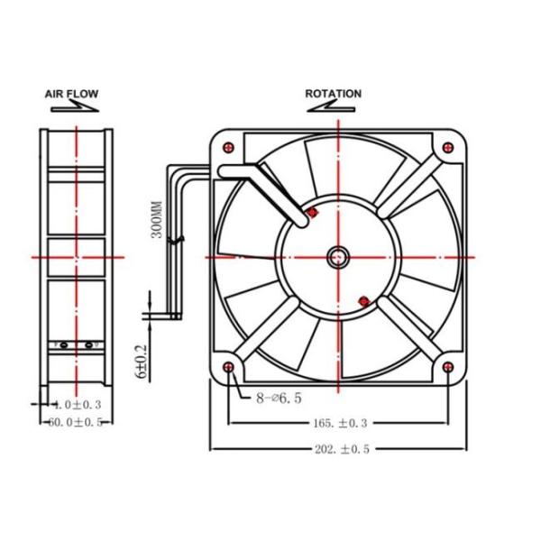 200 × 200 × 60mm AC Brushless Fan Motor , Equipment Exhaust Fan Radiator Type