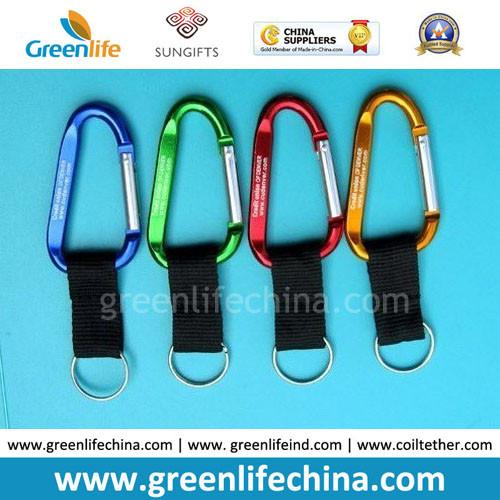 Wholesale cheap custom aluminum carabiner for promotion w/custom laser logo&key ring