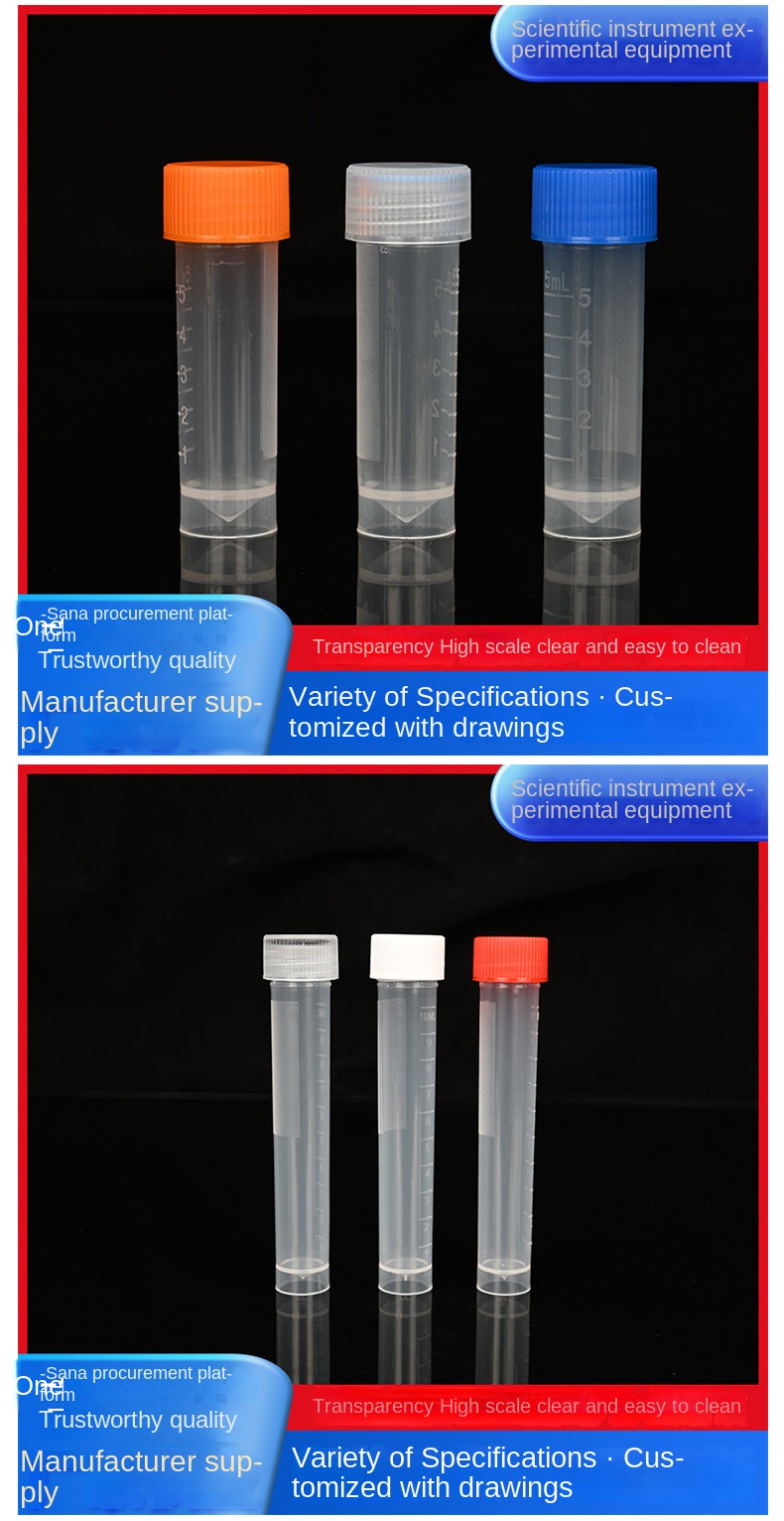 Customized Disposable Plastic Scale Vertical Freezing Tube Screw Cap Flat Bottom for Tube Sampling 0.5ml-10ml