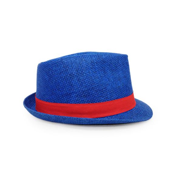 Unisex Fedora Panama Trilby Hat Adjustable Blue Color Custom Logo 56cm