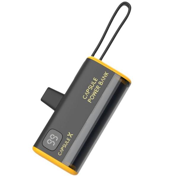 5000mAh Capsule Shaped Multi Device Power Bank With Digital Display Logo Customized