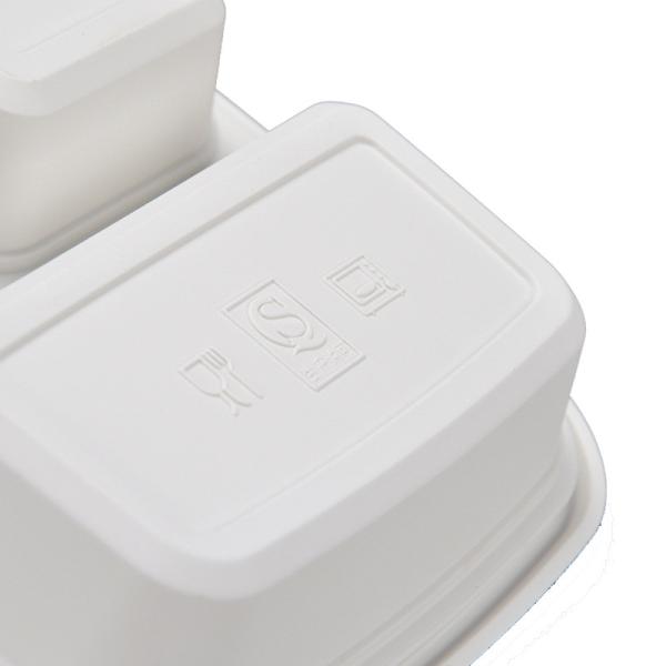 Three compartments starch warp up tray white color eco friendly fast food container with lid