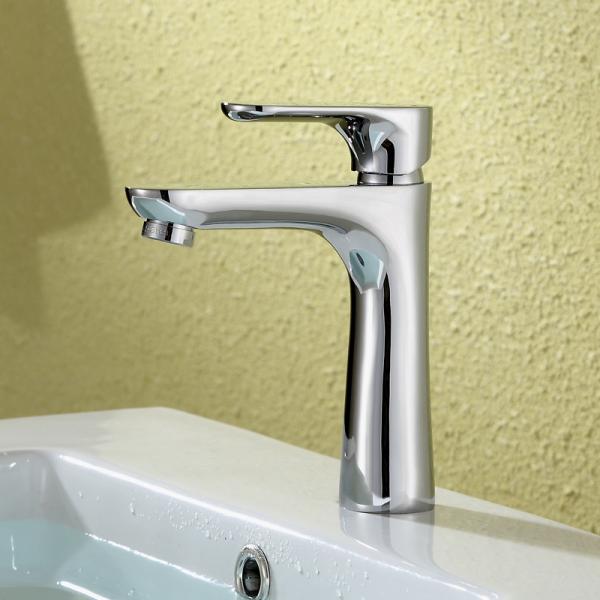 Golpecito minimalista del lavabo de la agua fría de Chrome del buque del grifo elegante de cobre amarillo del fregadero
