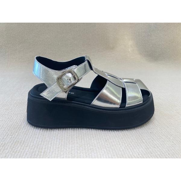 Velvet Upper Silver Flatform Sandals Thick Soled Platform Sport Sandals