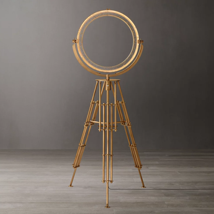 Yihao Farmhouse Luxury LED Copper Adjustable Floor Standing Lamp with 3500K Warm White Light for Living Room and Hotel