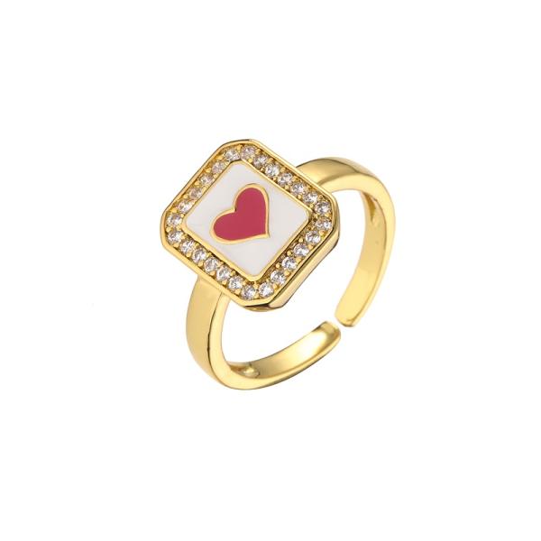 Обручальное кольцо диаманта сердца регулируемого падения масла кольца золота женщин 14k прямоугольное