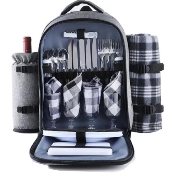 Эргономический 4 изолированный человеками рюкзак пикника с одеялом