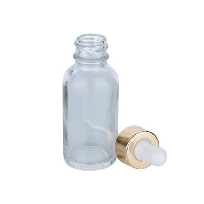 10/40ml Transparent Cylindrical Clear Glass Bottle With Golden/Silver Drop For Empty Dropper Bottle