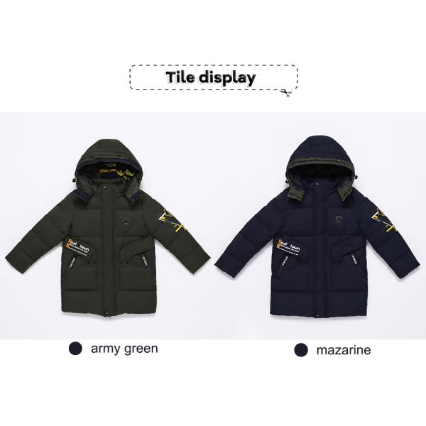 Bilemi Kids Thick Hooded Olive Solid Teenage Winter Jacket Winter Boys Down Coat
