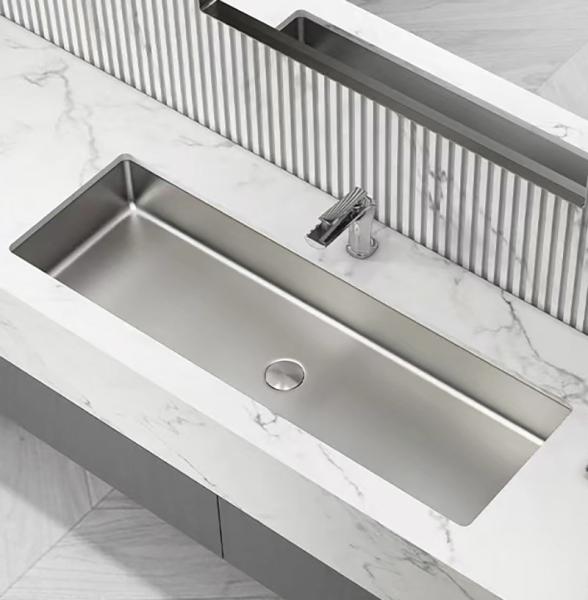 Bathroom Undermount Stainless Steel Vessel Sinks Satin Brushed Finish Rectangular Shape