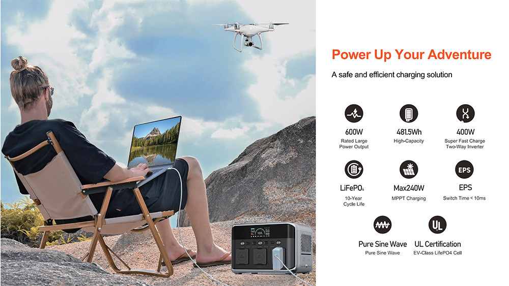 481.5Wh 600W портативная электростанция солнечный генератор длительный цикл жизни 3500 раз