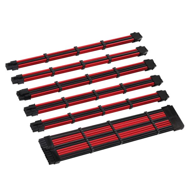 Green Sleeved Cables PSU Extension Cable Kit with 30CM Sleeved 24-PIN 8-PIN 6-PIN 4+4-PIN for ATX Power Supply