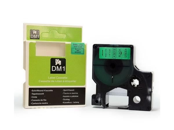 7 Metre Length And 6mm Width  D1 Dymo Replacement Tape 43619 Black On Green