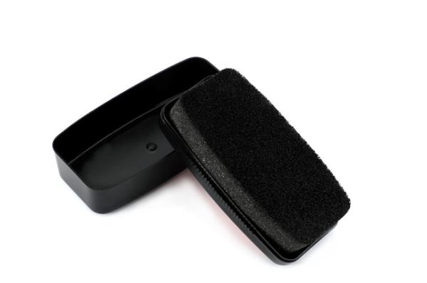 Men Black Shoe Shine Sponge Instant Shoe Polish Portable Plastic Can