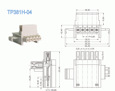гнезда коллектора 300V 10A мыжские/тангаж 3.81mm, блок гнезд 5P вставляемый терминальный