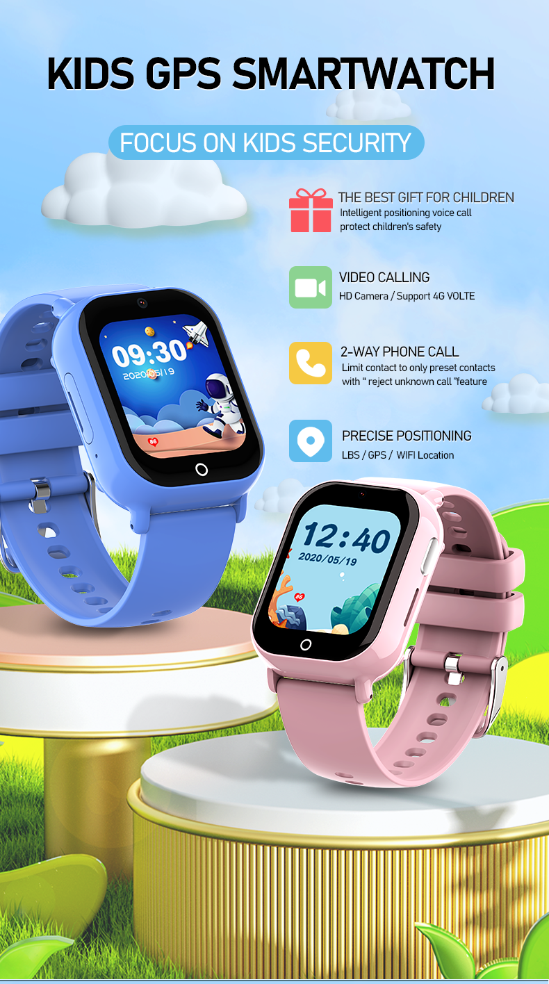 Eraysun Children's Smart Watch SOS WIFI HD Screen Video Call 1.52 Inch GPS Tracker Location 4g Kids Smart Watch Health Monitor