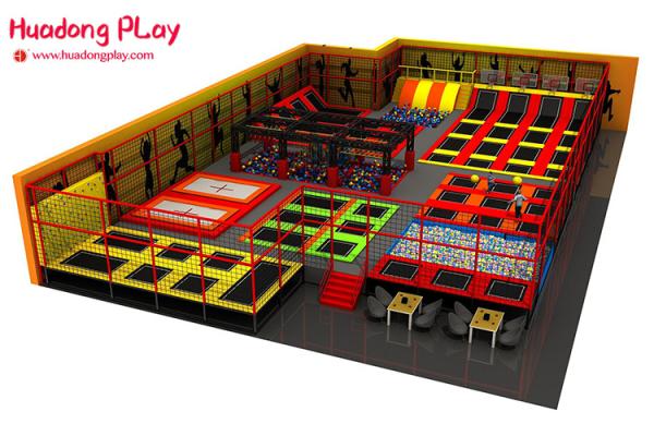 Indoor Trampoline Park Equipment , High Jump Trampoline Gym Equipment Over 500sqm