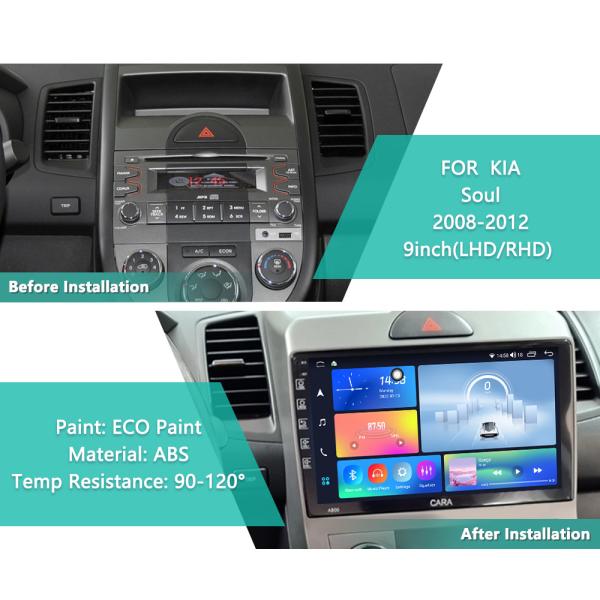 Yuecai Écran Tactile Gris Fer 9 pouces Affichage Ips/Qled/2k Lecteur DVD de Voiture Système de Navigation GPS Autoradio pour KIA SOUL 2008-2012 avec Carplay/Auto et DSP
