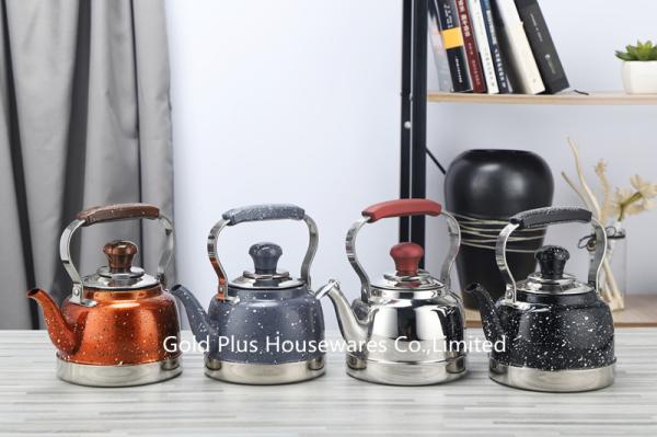 1L Good price matt brushed stainless steel body whistling kettle red color fast boiling water coffee pot