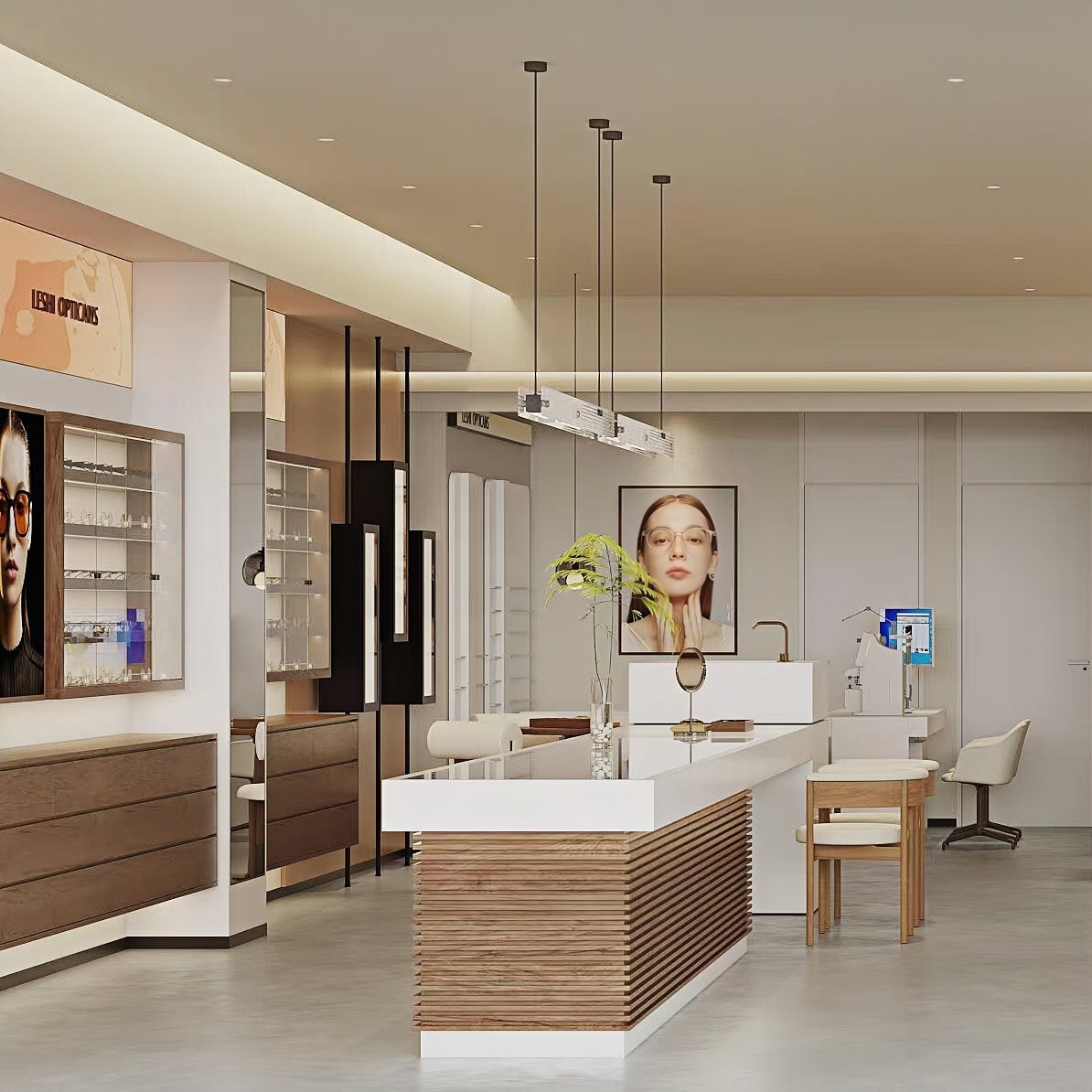 Custom Optical Shop Display Cabinet, Full Set Eyewear Store Furniture