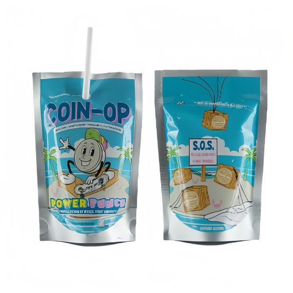 Aluminum Foil Fruit Drink Perforated Pouch Stand Up Pouch With Straw