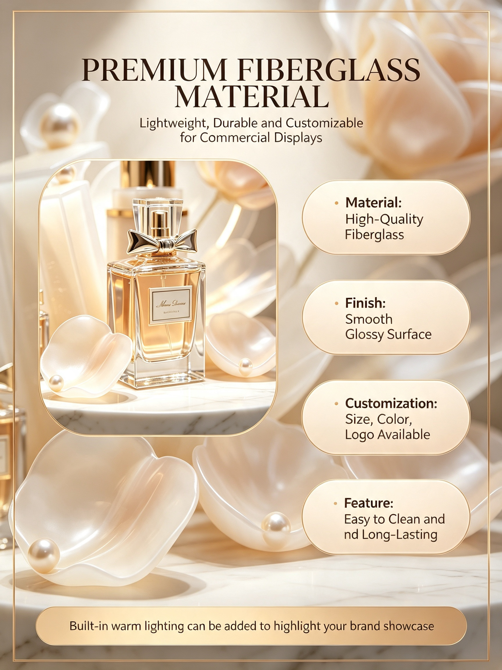 Customizable Size Luxury Cosmetic Display Sculpture with Automotive Grade Paint and Interactive Function