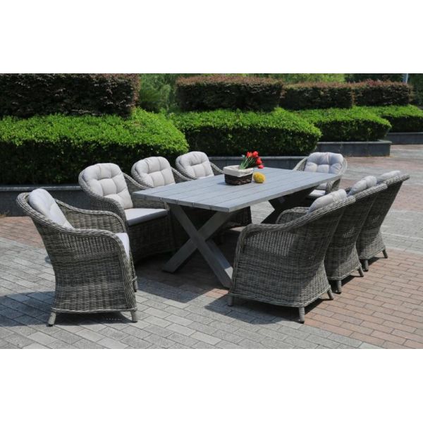 Water Proof Garden Outdoor Furniture Brushed Aluminum Table Patio Restaurant Dining Set